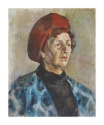 "Портрет женщины в красном берете" Холст, масло