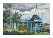 "Дачный домик" Картон, масло